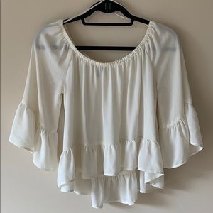Off The Shoulder Flowy Cropped Shirt